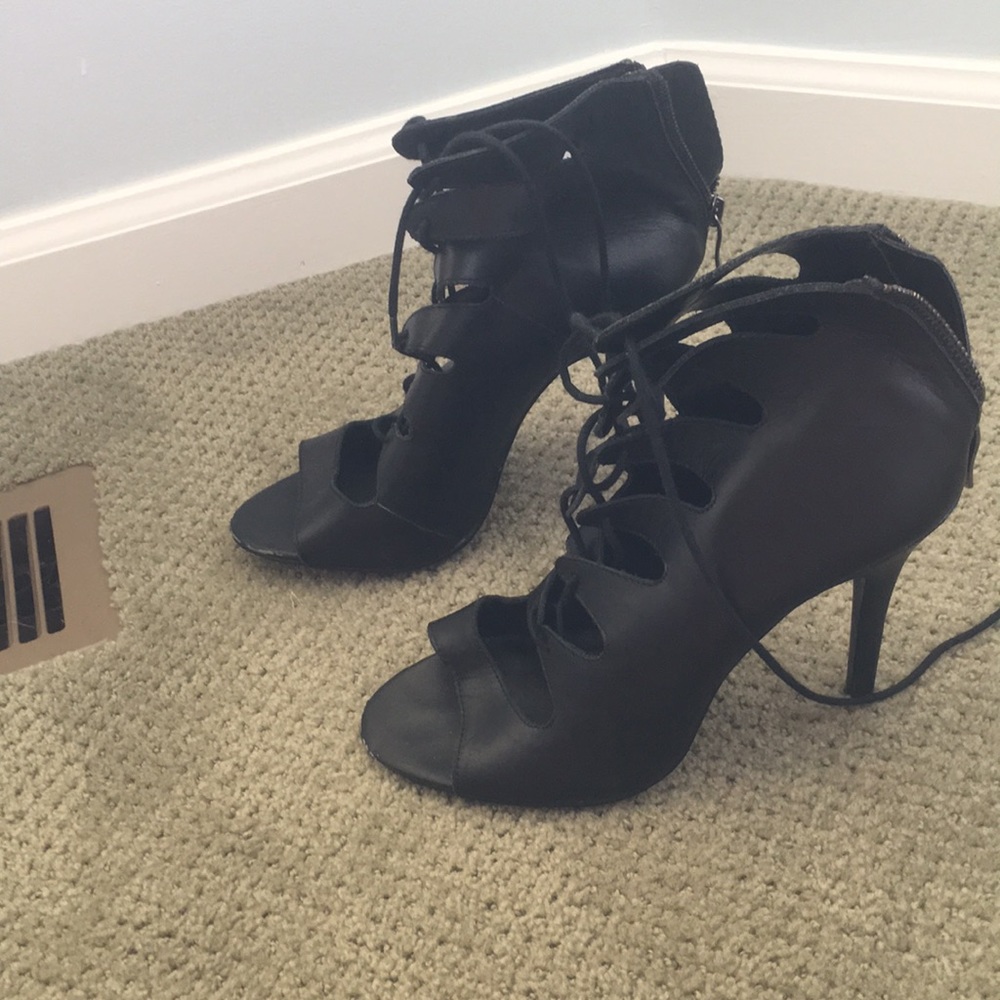Black lace up heels